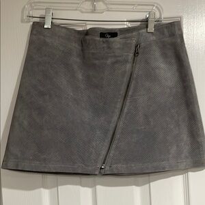 EUC Aqua Gray Suede Zip-Front Mini